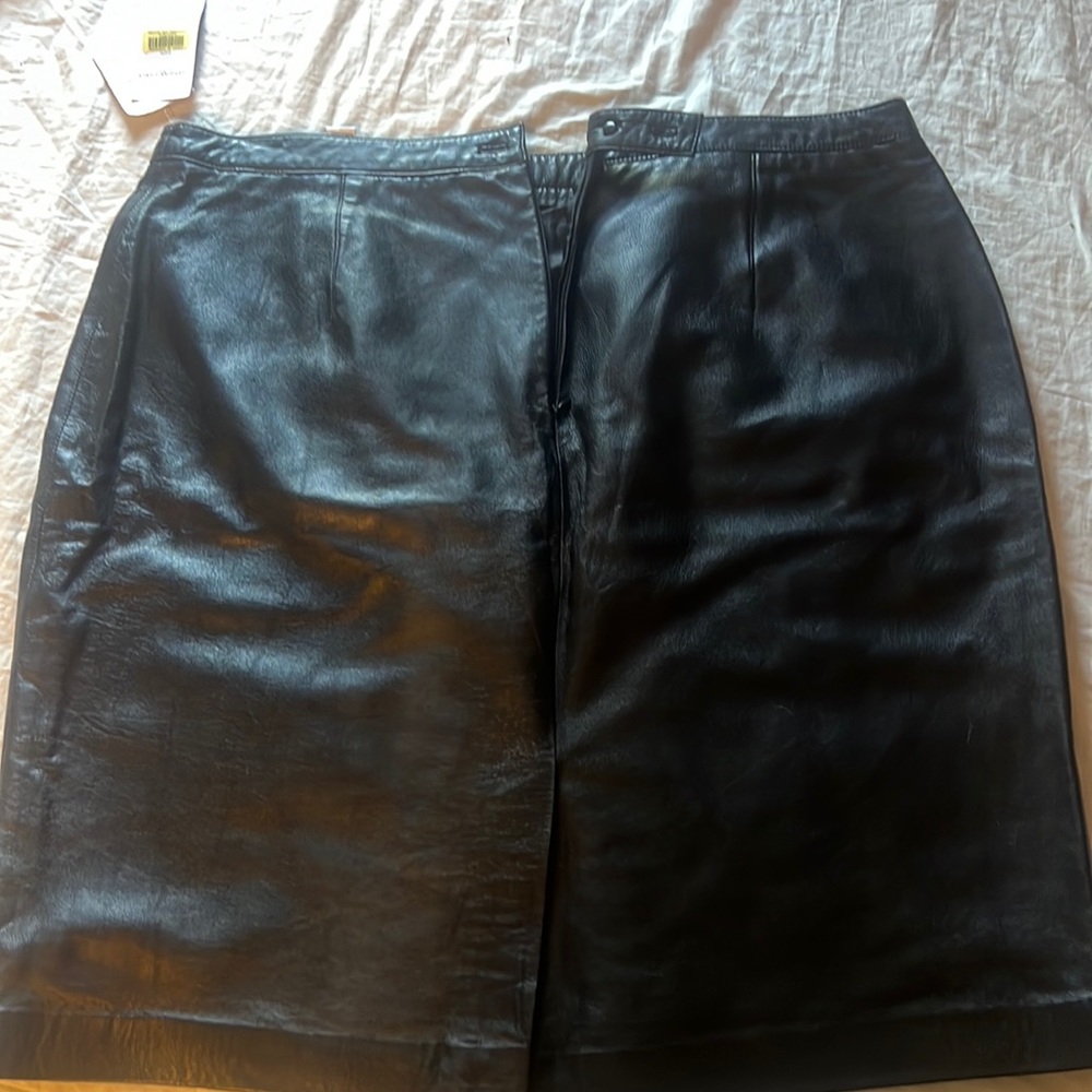 Black leather skirt Size 20 NWT. Josephine Chaus. Dry clean only